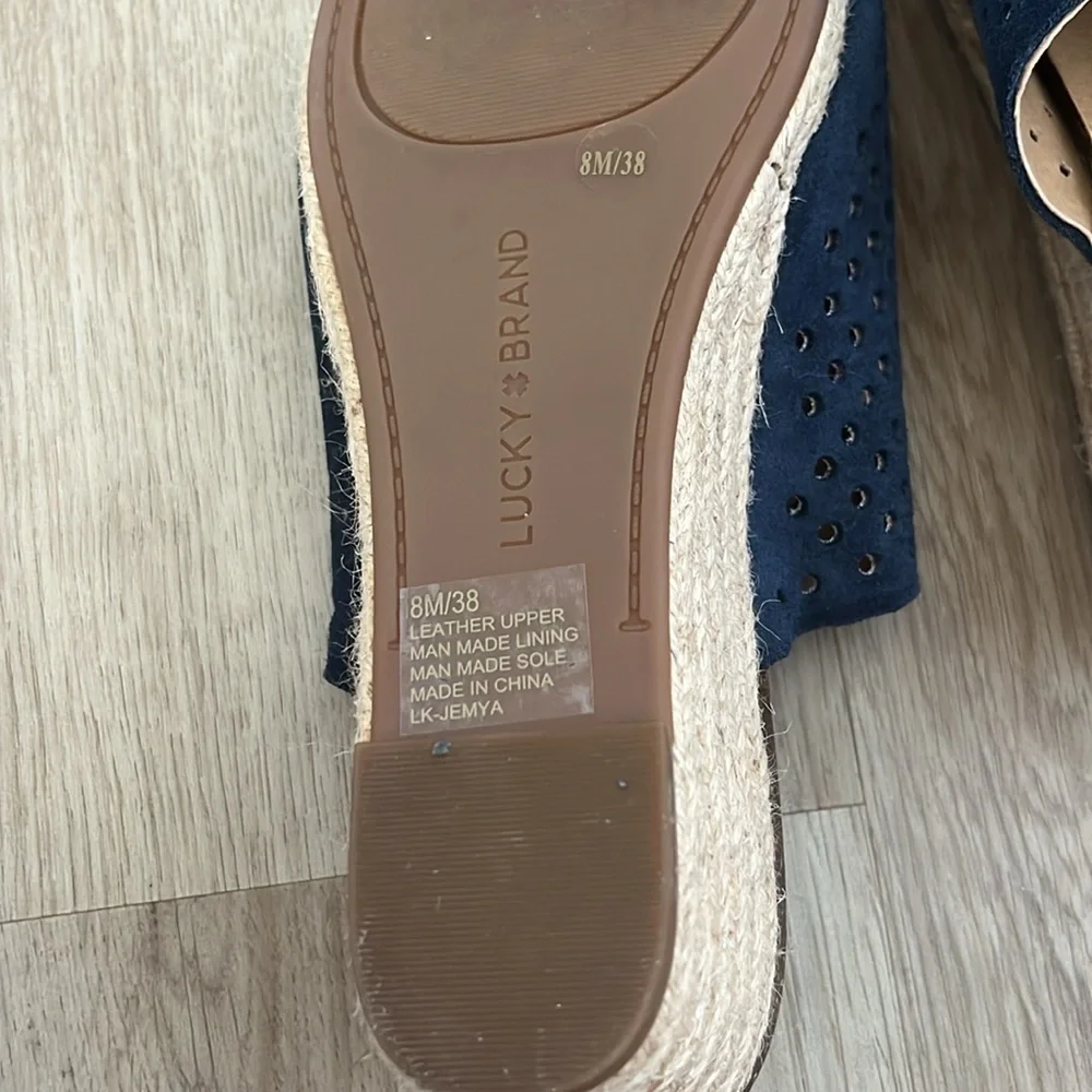 Lucky Brand Jemya Wedge Espadrille Slides – Navy Blue – Size 8